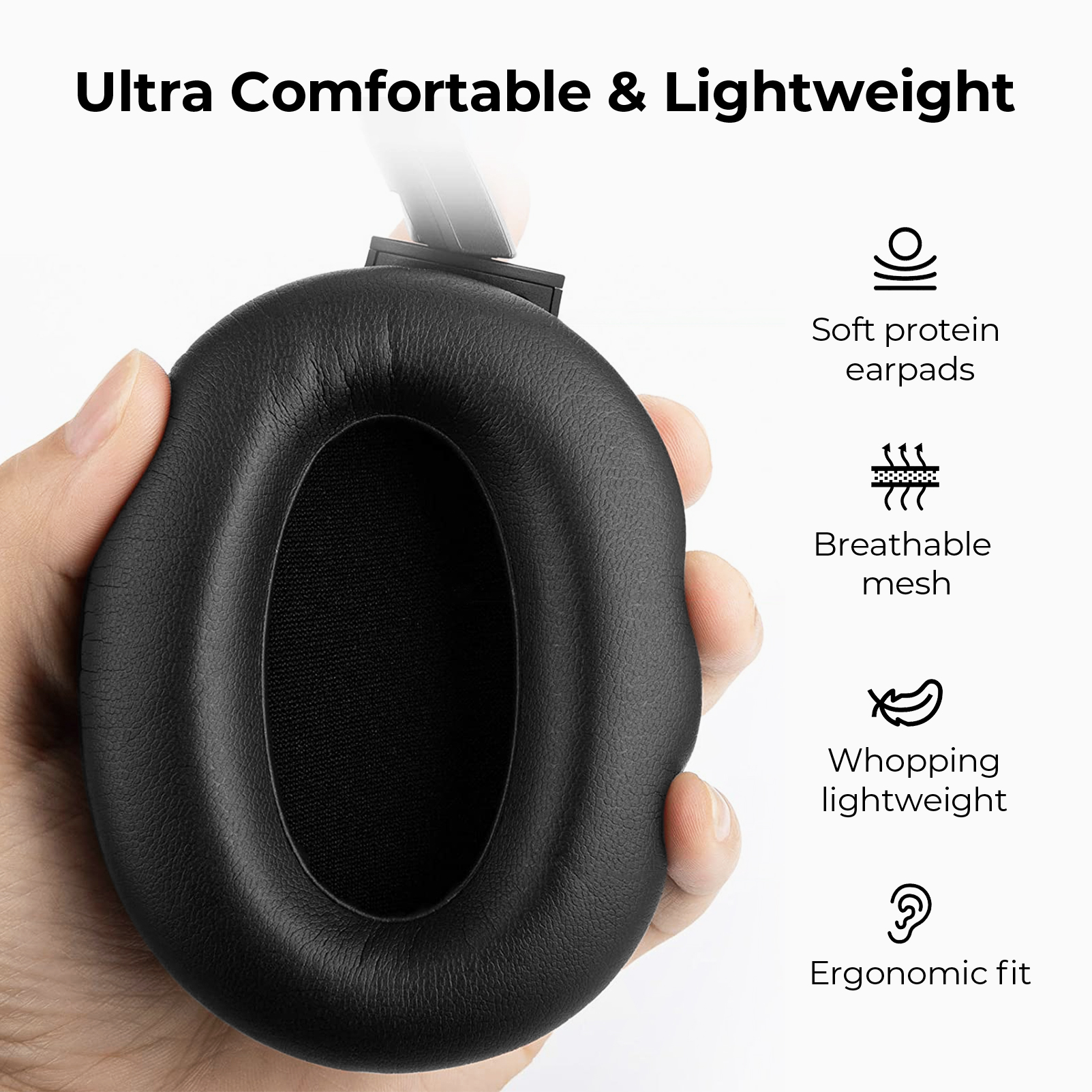 Hybrid Active Noise Cancelling Headphones Wireless Bluetooth Headphones Deep Bass Bluetooth 5.2 Comfort Fit with 30H,Black