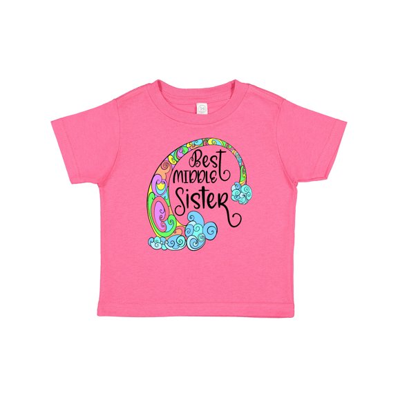 Inktastic Best Middle Sister Colorful Rainbow Swirls Girls Baby T-Shirt