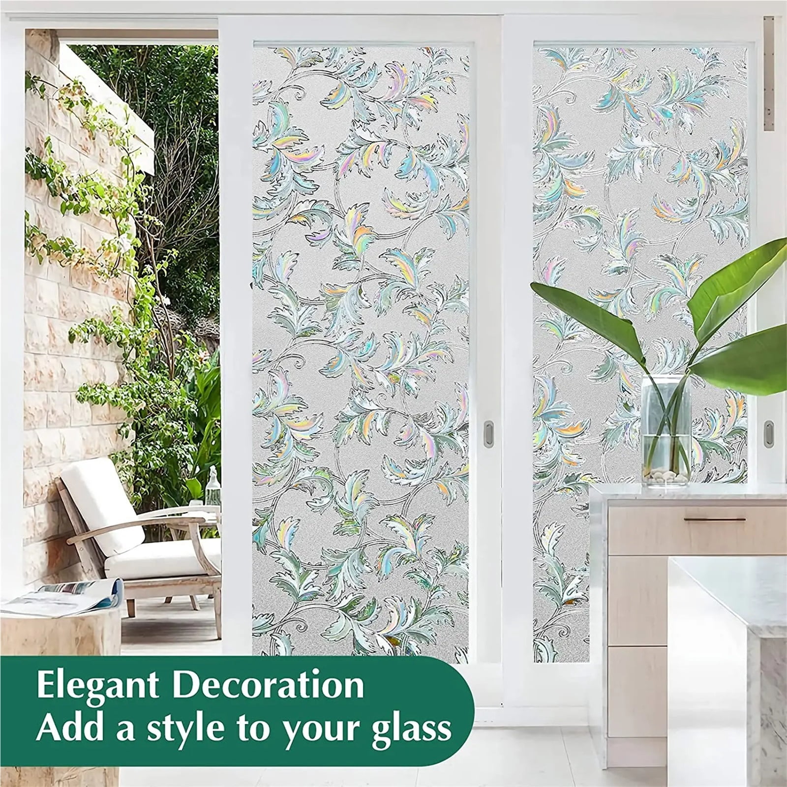 Window Privacy Film Window Privacy Film Decorative Window Clings UV Blocking Window Coverings Static Cling Non Adhesive Door Window Stickers Pebble