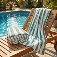 thumbnail image 3 of 6 Pack Poolside Beach Pool Spa Towels Striped Jade & White 100% Cotton 30" x 70", 3 of 9