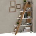 thumbnail image 2 of Casamudo Modern Ladder Shelf, Wood Leaning Bookshelf, White Triangle Shelves, 2 of 7