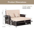 thumbnail image 3 of Gymax Rattan Daybed Lounge w/ Retractable Top Canopy Side Tables Cushions Off Patio Beige, 3 of 4
