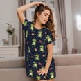 thumbnail image 3 of Fuzoiu Dinosaur Astronaut Print Women Nightgowns, Soft Comfy Lightweight Short Sleeves Sleepwear,Crew Neck Loungewear, 3 of 6