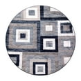 thumbnail image 2 of BizChair Geometric 5' x 5' Blue, Grey, and White Round Olefin Area Rug with Cotton Backing, Living Room, Bedroom, 2 of 10