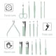 thumbnail image 4 of Juego de uñas para cuidado personal, juego de cortaúñas, juego de cortaúñas profesional, herramientas para uñas con portátil, 4 of 5