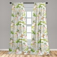 thumbnail image 4 of Ambesonne Spring Curtains, Roses Butterflies Flora Plot, Pair of 28"x95", Apple Green and Pastel Yellow, 4 of 5