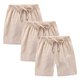 thumbnail image 2 of Odeerbi 2-10 Años Niños Niñas 3 Pcs Verano Algodón Lino Pantalones Cortos Entrenamiento Deportivos Cortos Lindo Color Sólido Pantalones Cortos Suaves Respirables, 2 of 9