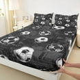 thumbnail image 3 of Manfei Football Soccer Twin Sheet Sets 3pcs, Ball Sport Gamer Twin Fitted Sheet, Grunge Black Gray Flat Sheet, Breathable Room Decor, 3 of 7