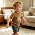 thumbnail image 6 of Spazoro Toddler Boys 2PC Outfit Sets, T-Shirt & Elastic Waist Shorts Tractor Print Short Sleeve Crew Neck Summer Clothes Set for Baby Boys Brown Size 12-18 Months, 6 of 6