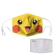 Pikachu Kawaii Face Reusable Fabric Face Mask w/ P2.5 Activated Carbon Filter