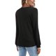thumbnail image 4 of Camiseta de manga larga de color sólido con cuello en V para mujer, blusa suelta informal, negro, L Speravity AP003714-03, 4 of 5
