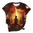 thumbnail image 5 of Junur Women's Midsummer Witches Gather T-Shirt Halloween Witch Party Shirts Short Sleeve Crew Neck Flowers Moon Graphic Tees S-5XL, 5 of 6