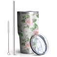 thumbnail image 2 of 30oz Pioneer Flower Floral Print Pattern Tumbler, Double Wall Vacuum Insulated Cup, BPA-Free Leak Proof Lid & Reusable Straws, Hot 12h, Cold 34h, 2 of 6