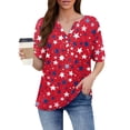 thumbnail image 3 of Iaqnaocc Womens Shirts 250 Anniversary Usa 4th Of July Short Sleeve Button Henley V Neck Patriotic American Flag Stars Tees Retro 2026 Summer Freedom T Shirts for Women Red S, 3 of 4
