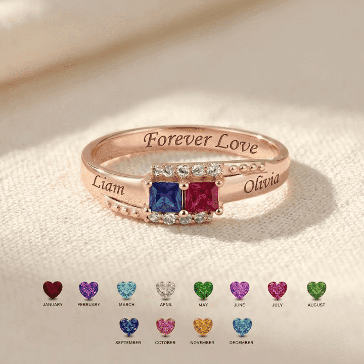 Personalized Name Birthstone Ring for Mom | Custom Family Ring Gift | Engraved Mothers Day Jewelry for Grandma