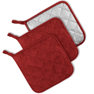 Oven Mitts and Pot Holders Set,482 F Heat Resistant Oven Mit Gloves Hot  Pads for Kitchen Cooking Grill,Pure Cotton and Terrycloth Lining,Heavy Duty  Thick Ovegloves Red,4-Piece Set by BESTONZON 