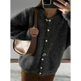 thumbnail image 4 of Womens Button Up Cardigan Sweaters Long Sleeve Crew Neck Fall Soft Knit Loose Sweater Tops Dark Gray L, 4 of 8