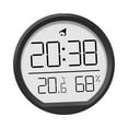 thumbnail image 4 of Digital Alarm Clock Wall Clock Round 7.4cm Battery Operated Versatile 12/24H with Temperature and Humidity for Office Stylish Black, 4 of 16