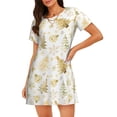 thumbnail image 1 of Fotbe Gold Christmas Tree Bata de Dormir para Mujer con Estampado, Camisón de Algodón de Manga Corta, Ropa de Dormir Casual, 1 of 6