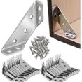 thumbnail image 1 of SURJDE Universal Furniture Corner Connector,30pcs Stainless Steel Angle Corner Brackets,Angle Fasten Connector Furniture Triangle Support Frame Stainless Steel Corner Bracket for Shelf Cabinet, 1 of 7