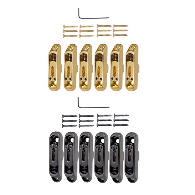 24pc Tornillos 12pc Puentes 2pc Llave Hexagonal Guitarra Eléctrica Sillines Musical Repuesto Bridge Saddle Shamjiam