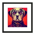 thumbnail image 1 of Style Dog Portrait Bold Colourful Retro Futuristic Illustration Square Wooden Framed Wall Art Print Picture 8X8 Inch, 1 of 4