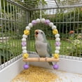 thumbnail image 5 of KOYPTL Wooden Bird Swing with Bells for Cockatiels Parrot Perch Hanging Toys,Birdcage Stands Cage Ground Play Gyms Accessories,Colorful Beads Climbing Toy for Lovebirds Conures Budgies Easter Decor, 5 of 6