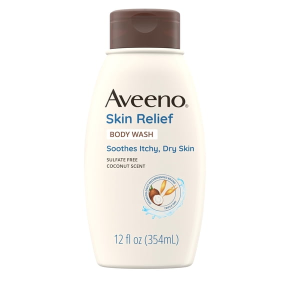 Aveeno Skin Relief Gentle Scent Body Wash - Nourishing Coconut for Unisex Body Wash 12 oz