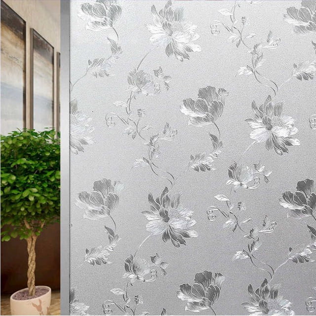 ER Película de vidrio sin adhesivo electrostático 3D Hibiscus 45*200cm Rojo Verde