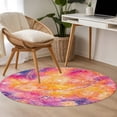 thumbnail image 5 of Abstract Cosmos Round Living Room Rugs 3.3 ft, Clouds Star Pink Orange Dreamlike Washable Area Rug with Non-Slip Sturdy Edge Binding Round Front Door Mat Floor Carpet for Entryway, 5 of 9