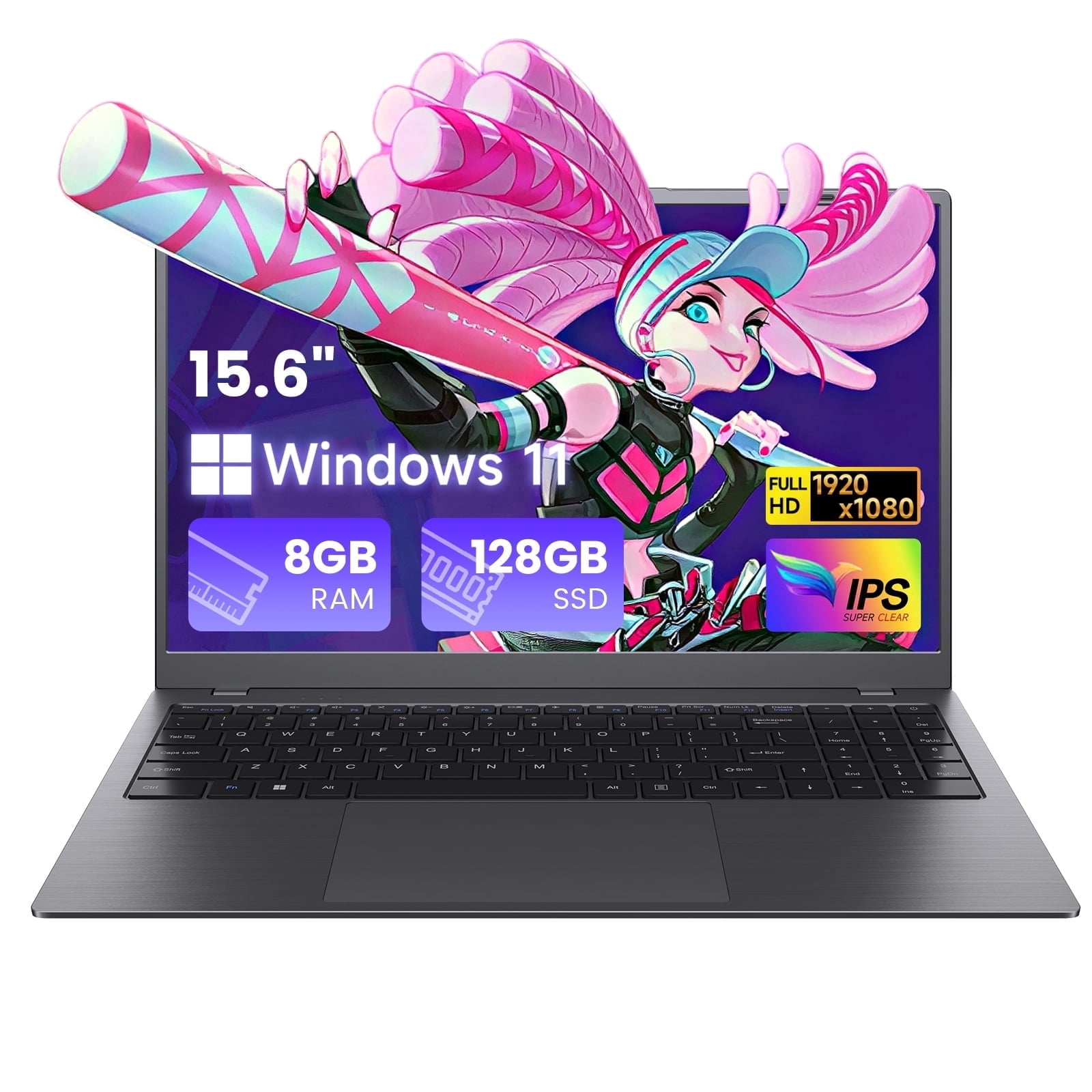 RNRUO 15.6" Laptop Computer, 8GB RAM 128GB SSD, Intel 6500Y with 2 Cores, FHD Display, Windows 11 Home, WiFi5 BT5.0, Type-C PD, Numeric Keypad Laptop for Business, Student, Office