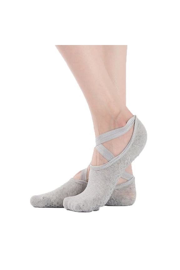 Non Slip Grip Socks for Womens Lightweight Cotton Straps Barefoot Workout Pratice Comfort Yoga Ballet Socks
