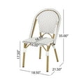 thumbnail image 3 of GDF Studio Brandy Outdoor French Bistro Chairs, Set of 2, Gray, White, and Bamboo Finish, 3 of 8