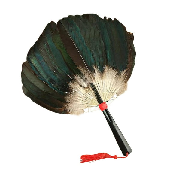 amagogo Ancient Chinese Zhuge Liang Feather Fan Adult Feather Handheld Fan for Party C