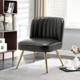 thumbnail image 3 of Andeworld Modern Accent Chairs Upholstered Living Room Chairs Faux Leather Accent Chairs Large Seat with Metal Legs for Living Room(Black, Set of 1), 3 of 7