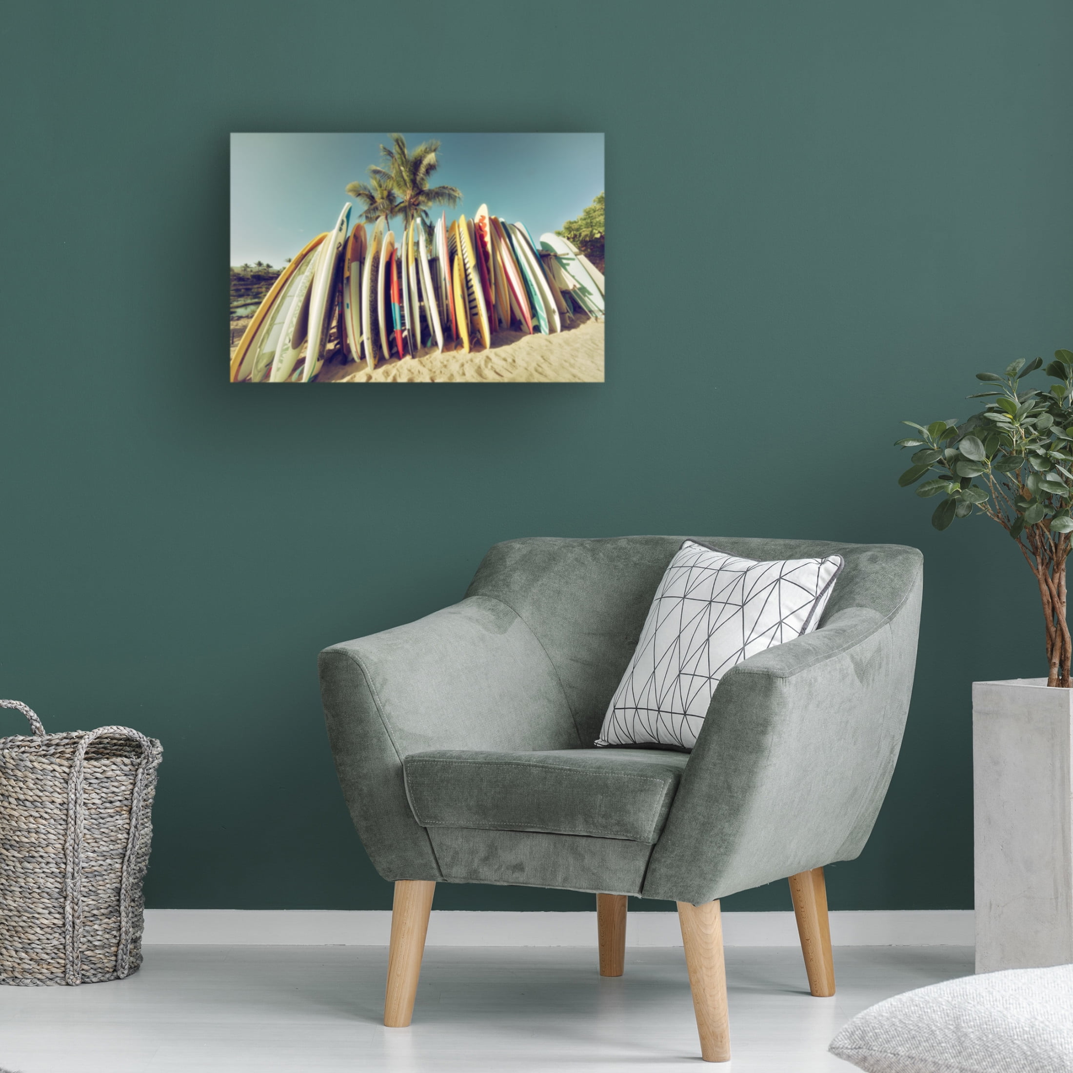 Canvas Wall Art - Dennis Frates 'Stack Of Surfboards' Wall Art for Living Room, Bedroom, or Office Décor by Trademark Fine Art - 19 x 12 Inches