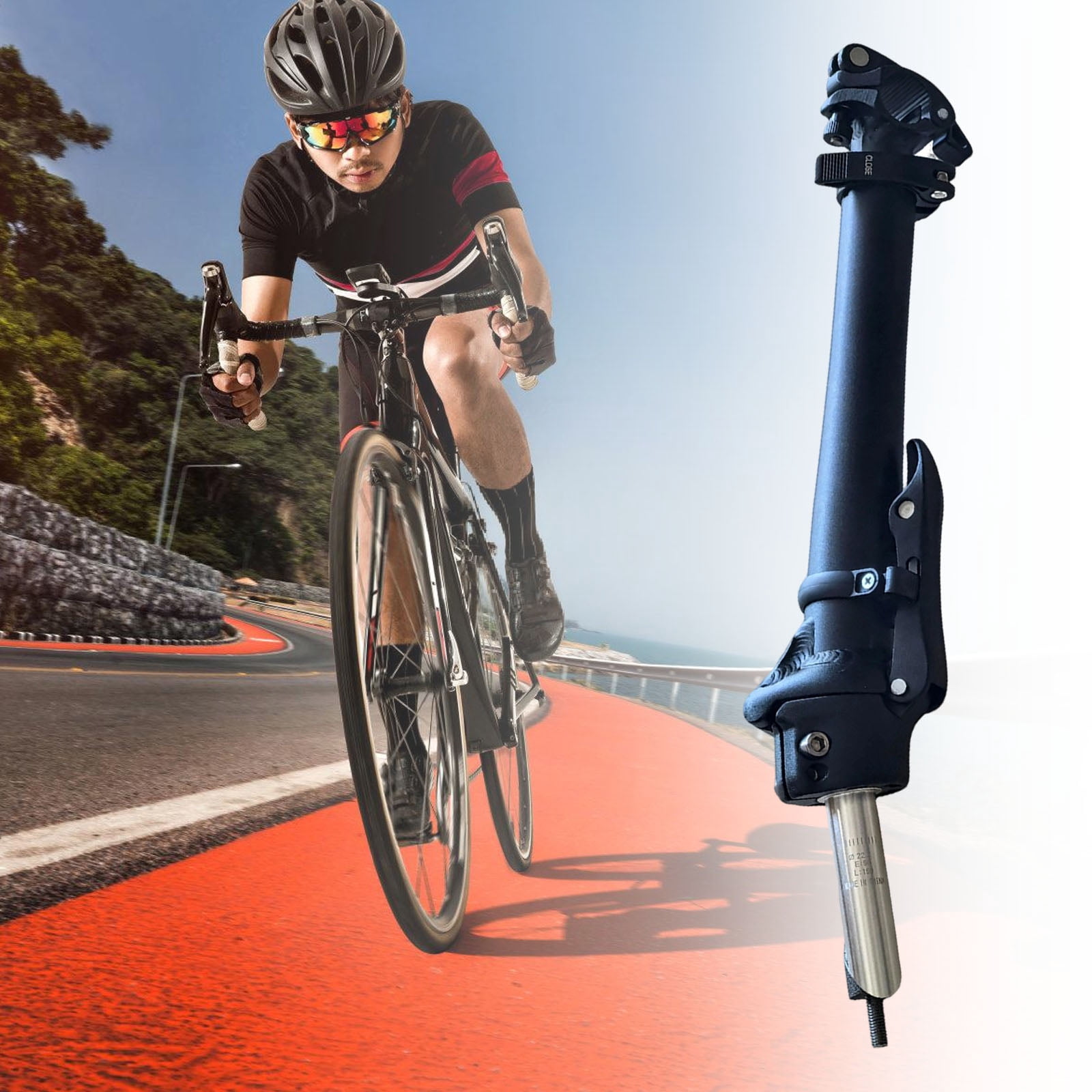 Adjustable Folding Bike Lightweight Aluminum Alloy Telescopic Steering Rod for Mountain Bikes, Quick Release
