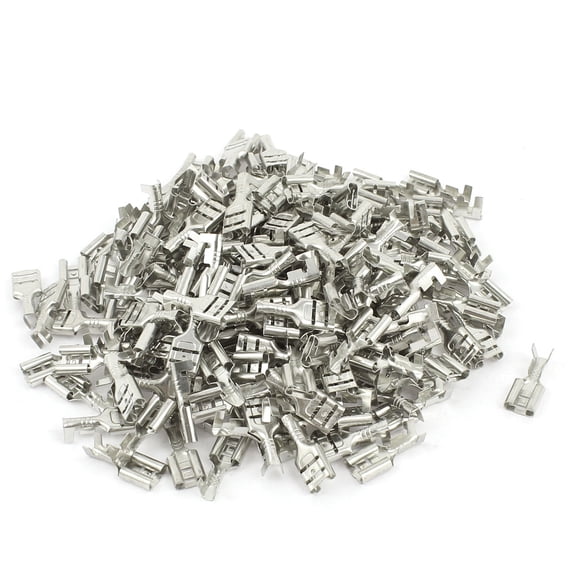 Car Speaker Bare Female Spade Terminal Cable Connector 6.3mm Silver Tone 200 Pcs