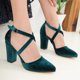 thumbnail image 4 of Sina - Tacones altos con tiras cruzadas altos con tiras cruzadas de terciopelo verde esmeralda esmeralda 22 CM, 4 of 7