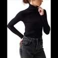 thumbnail image 3 of Suéteres Acanalados para Mujer, Lindos Suéteres de Punto de Cuello Alto, Ajustados y Cálidos Negro un Tamaño, 3 of 10