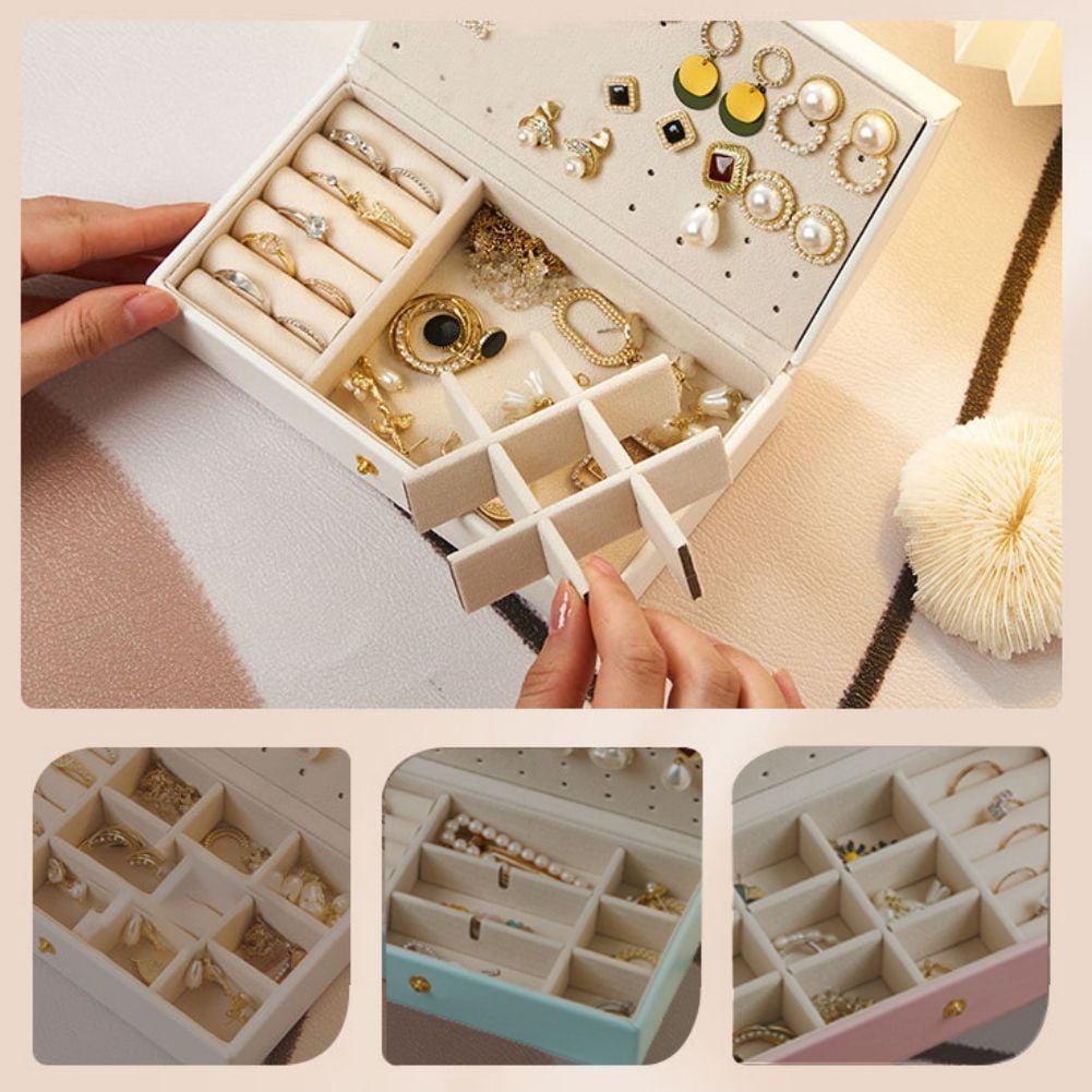 CSCHome Jewelry Organizer Removable Dividers Large Capacity Travel Jewelry Box for Daily Jewelry Storage, Modern Style Jewelry Box
