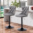 thumbnail image 3 of AOOWOW Swivel Velvet Barstools Adjusatble Seat Height from 25-33 Inch, Modern Upholstered Chrome base Bar Stools Set of 2, 3 of 7