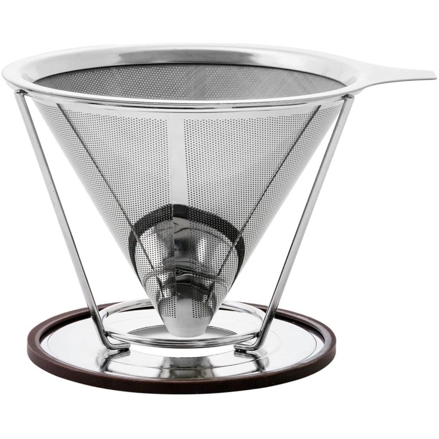 4 Cup High Quality Stainless Steel Pour Over Coffee Maker, Stand, Two Layer Cone