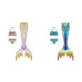 thumbnail image 1 of (2-Pack) Rinsvye Girls Themed 3 Piece Swimsuit Sets With Ruffle Top And Skirt Bathing Suit For Kids Beach Vacation, 1 of 6