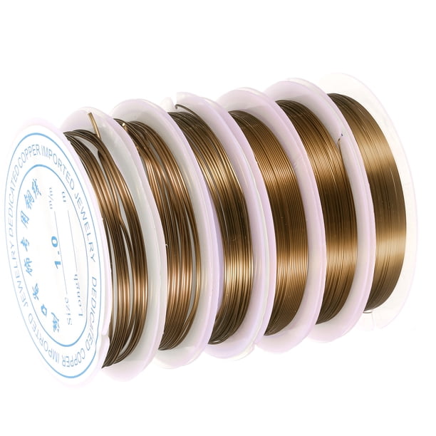 Uxcell 8 Rollos de Alambre de Cobre, Alambre de Manualidades para Joyas, Suministros para Jardinería y Fabricación de Joyas, Accesorios de Bricolaje, Marrón (32-18 Calibre)