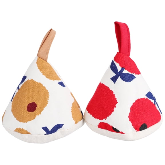 SEWCHICS 2-Pack Cotton Triangle Pot Holders and Decorative Handle Covers Oven Mitts for Hot Cookware