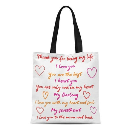 ASHLEIGH Canvas Tote Bag I Love You Heart My Sweetheart Are the Best Durable Reusable Shopping Shoulder Grocery