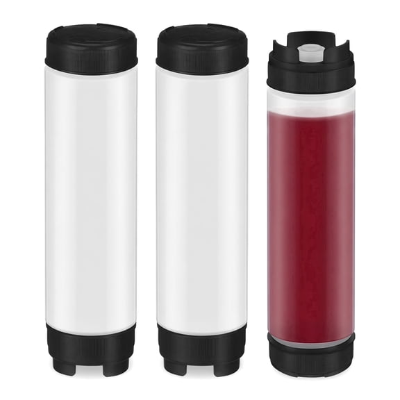 Squeeze Bottles – 3-Pack 16.0 oz Upside-Down Condiment Bottles, Food-Grade Plastic with Cruciform Outlet for Ketchup, Mustard & Sauces