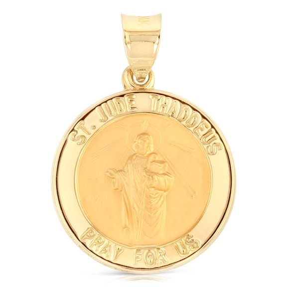 Ioka-14K Yellow Gold Religious St. Jude Thaddeus Charm Pendant For Necklace or Chain