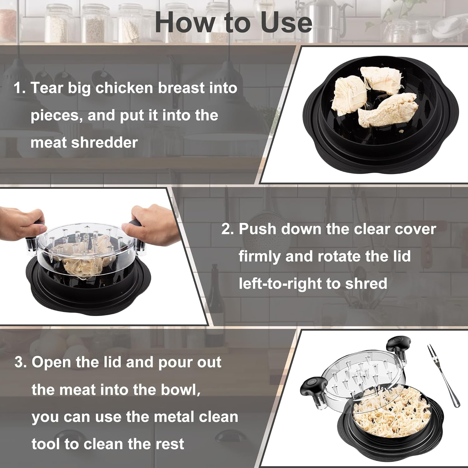 Senya Chicken Shredder Large Chicken Breast Shredder Tool Twist, Visible Meat Shredder Machine, Anti-Slip Strip